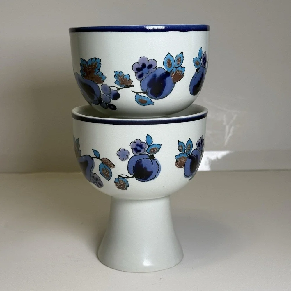 Royal Doulton Festival LS1010‎ Footed Bowls Set 2 Lambeth Stoneware England